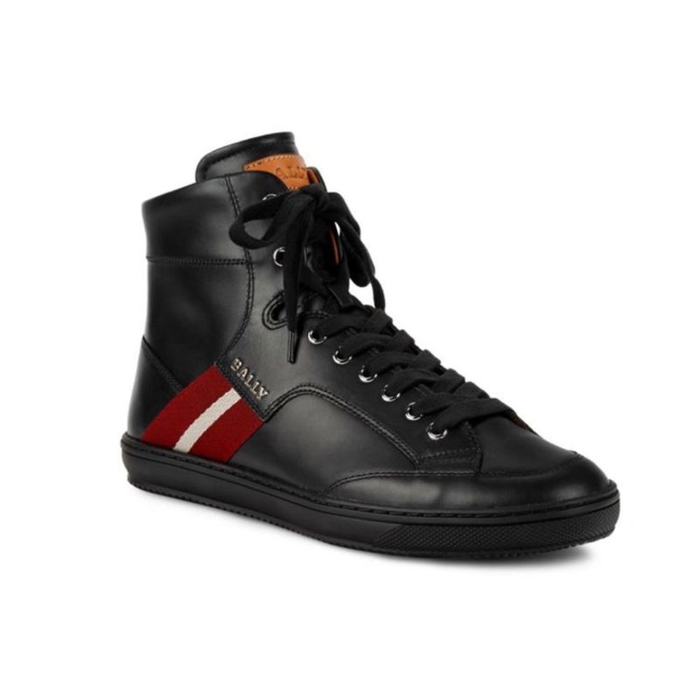 Bally Men's Leather Oldani High-Top Sneakers Black
